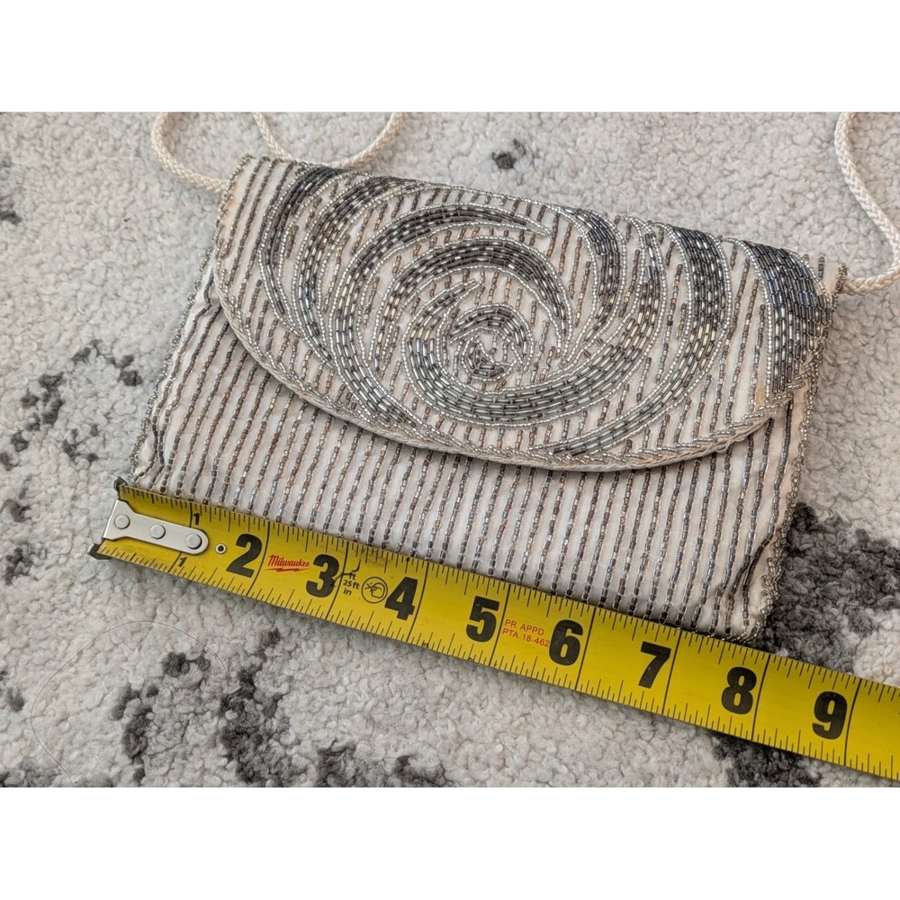 Vintage Walborg Spiral Beaded Clutch Crossbody Purse Evening Bag - Picture 11 of 11